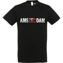 T-shirt AMSTERDAM rood wit rood| Amsterdam skyline | leuke cadeaus voor mannen | Zwart | maat S